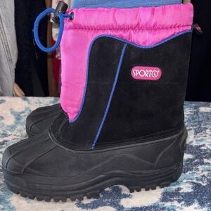 Sporto Kids Black and Pink Snow Boots
